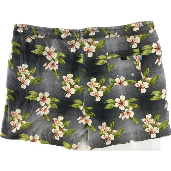 Tommy Bahama Hibiscus Swim Trunks Shorts Men XL Tropical Gray Pink White Green - Picture 2 of 6